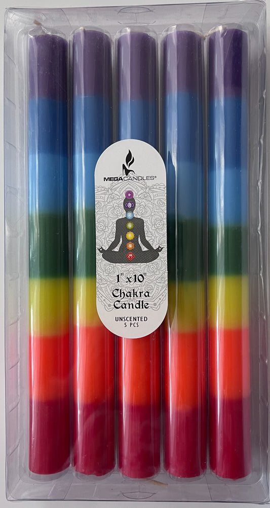 Chakra Balancing Thin Pillar Candles (Pack of 5)