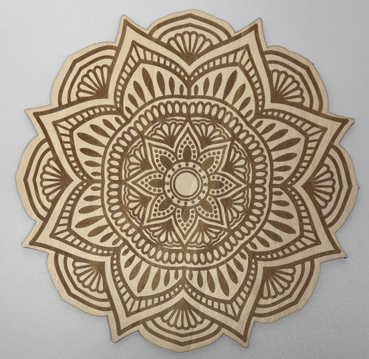 Wood Crystal Grid - Flower Mandala