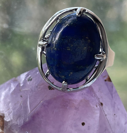 Lapis Lazuli Gemstone Adjustable Ring