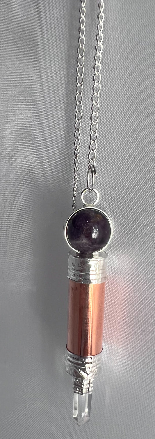 Metal Pendulum with Amethyst Ball Wand Copper