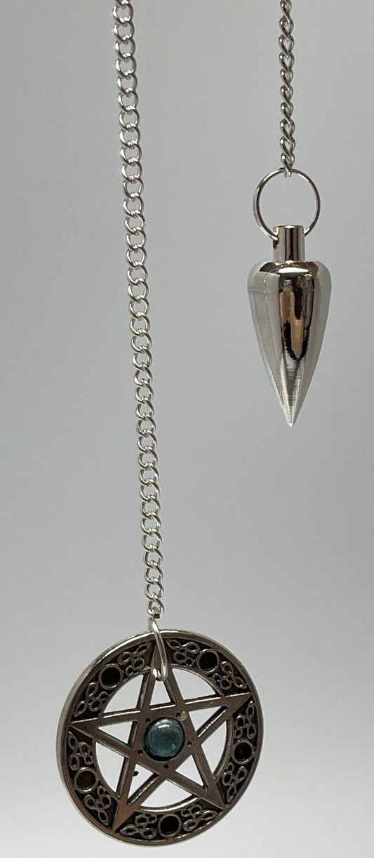 Metal Pendulum with Pentacle Cone Brushed metal