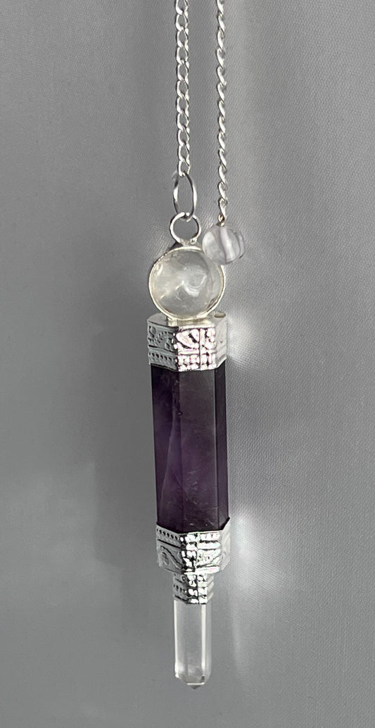 Pendulum Amethyst Wand with Crystal Point & Sphere